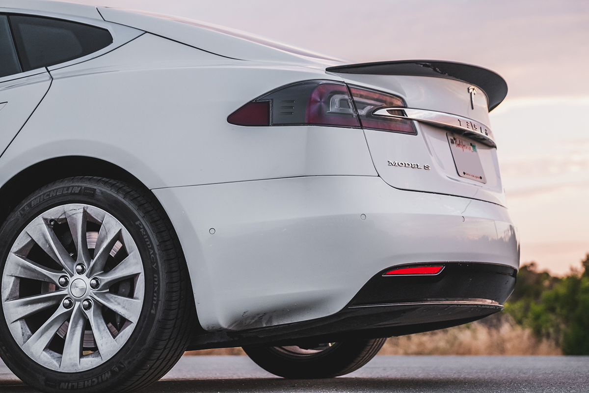 model s rear view with lip and spoiler